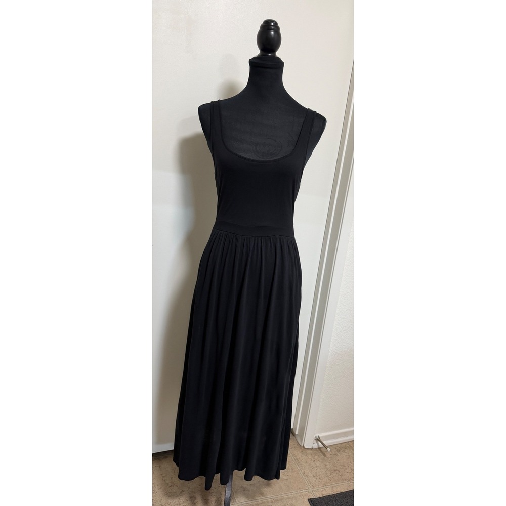 Aritzia Wilfred Free Black Rayon Scoop Neck Sleeveless Midi Tank Dress TNV4-8681